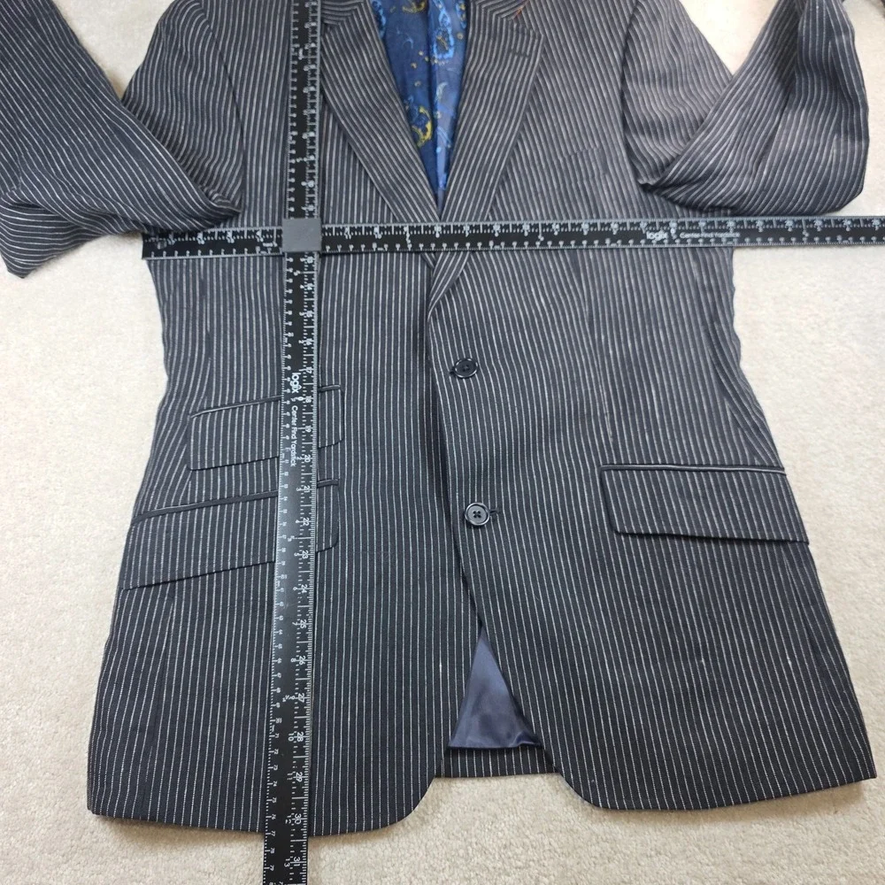 Tallia Sport Coat Mens 38R Navy Pinstripe 100% Linen Blazer Modern Fit Blue